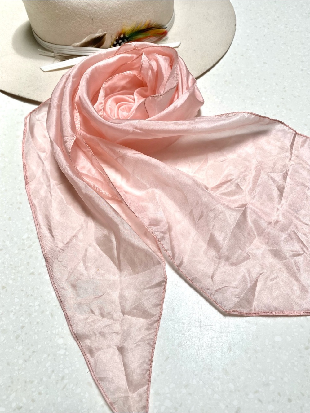 Silk blush dream semi sheer boho scarf/wrap w resort vacay beach vibe
